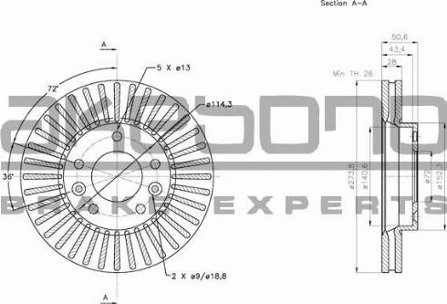 Akebono BN-0779 - Brake Disc autospares.lv