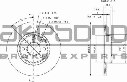 Akebono BN-0770 - Brake Disc autospares.lv