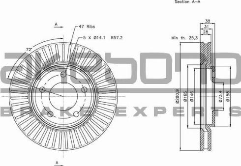 Akebono BN-0771 - Brake Disc autospares.lv