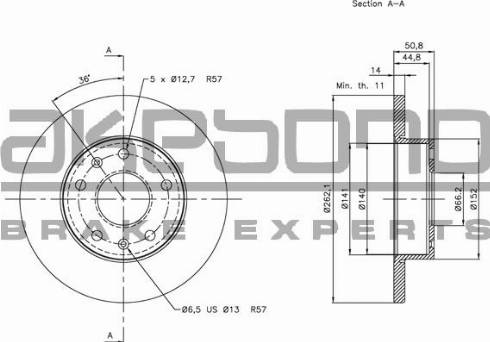 Akebono BN-0778 - Brake Disc autospares.lv