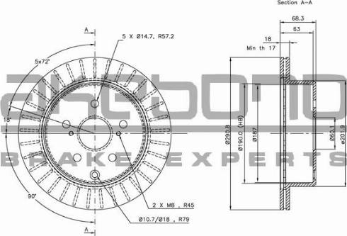 Akebono BN-1096E - Brake Disc autospares.lv