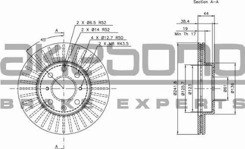 Akebono BN-1044 - Brake Disc autospares.lv