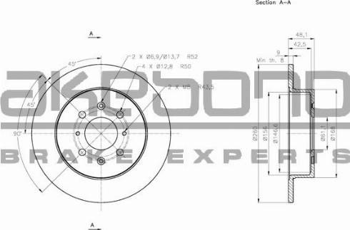 Akebono BN-1056 - Brake Disc autospares.lv