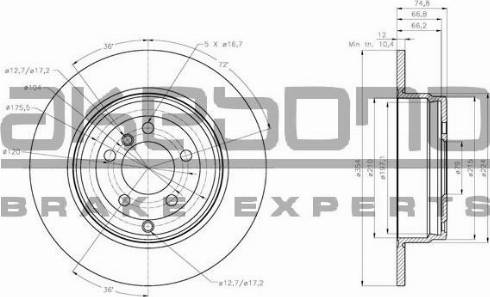 Akebono BN-1065 - Brake Disc autospares.lv