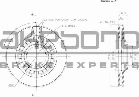 Akebono BN-1006 - Brake Disc autospares.lv