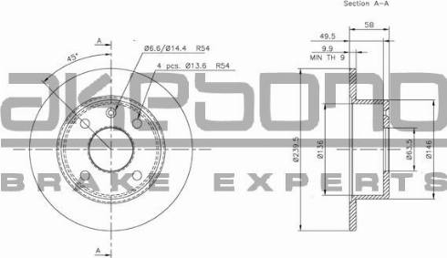 Akebono BN-1008 - Brake Disc autospares.lv