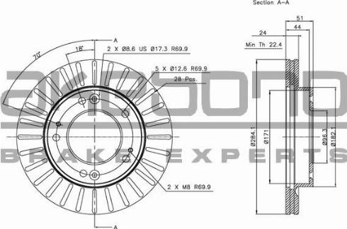 Akebono BN-1081 - Brake Disc autospares.lv