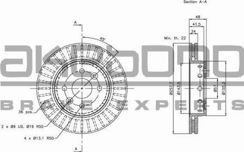 Akebono BN-1082 - Brake Disc autospares.lv