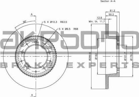 Akebono BN-1075 - Brake Disc autospares.lv