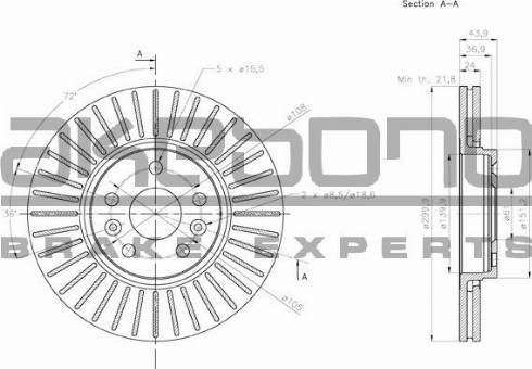 Akebono BN-1160 - Brake Disc autospares.lv