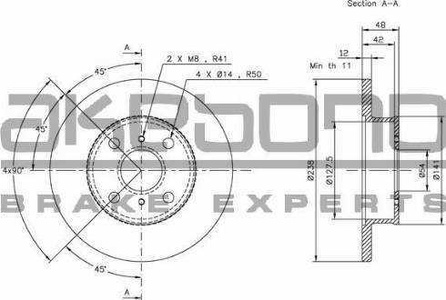 Akebono BN-1109E - Brake Disc autospares.lv