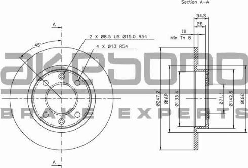 Akebono BN-1113E - Brake Disc autospares.lv