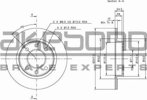 Akebono BN-1113 - Brake Disc autospares.lv