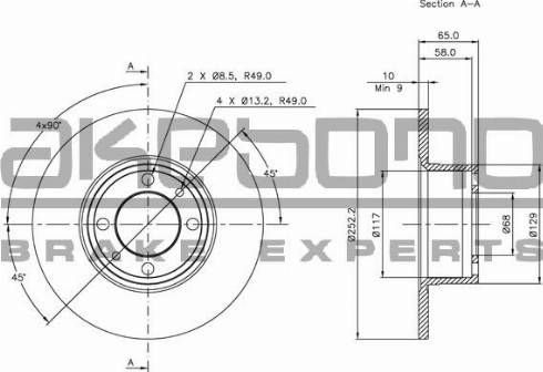 Akebono BN-1117E - Brake Disc autospares.lv