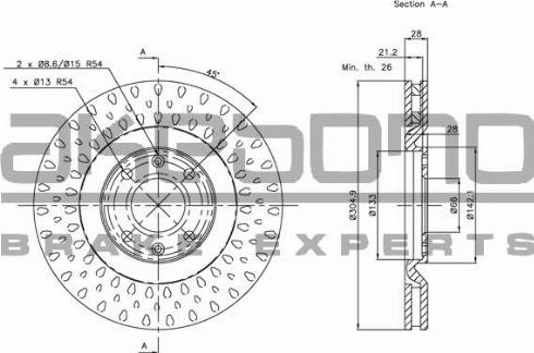 Akebono BN-1185E - Brake Disc autospares.lv