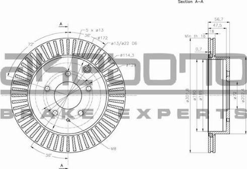 Akebono BN-1134E - Brake Disc autospares.lv