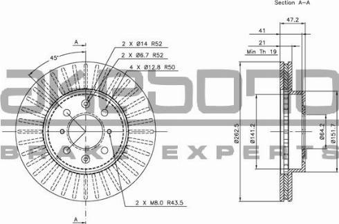 Akebono BN-1135E - Brake Disc autospares.lv