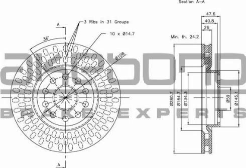 Akebono BN-1130 - Brake Disc autospares.lv