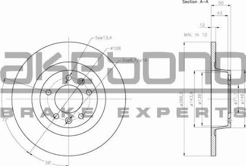 Akebono BN-1125E - Brake Disc autospares.lv