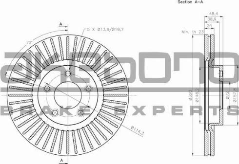 Akebono BN-1122 - Brake Disc autospares.lv