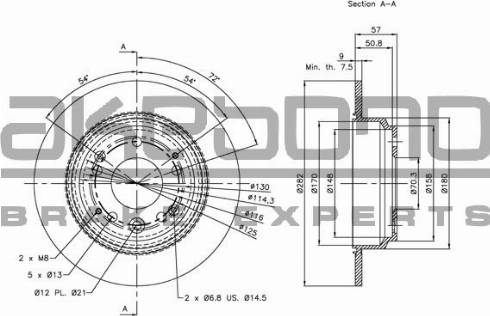 Akebono BN-1127E - Brake Disc autospares.lv