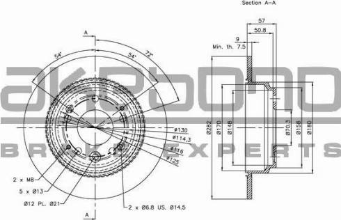 Akebono BN-1127 - Brake Disc autospares.lv