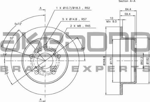 Akebono BN-1173E - Brake Disc autospares.lv