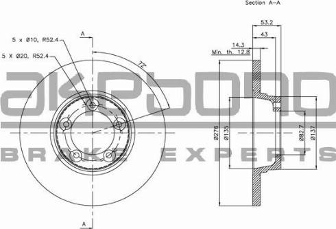 Akebono BN-1344 - Brake Disc autospares.lv