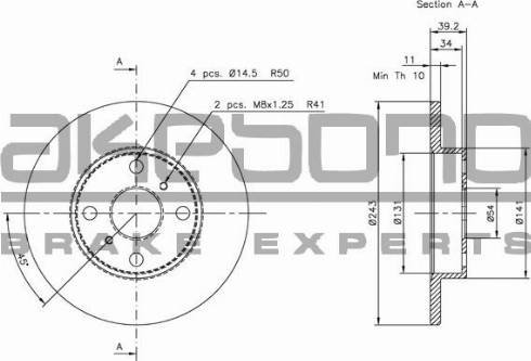 Akebono BN-1341E - Brake Disc autospares.lv