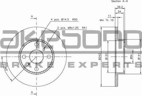 Akebono BN-1341 - Brake Disc autospares.lv