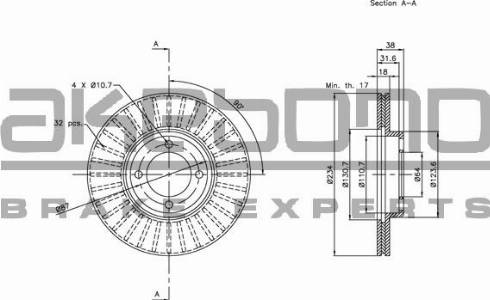 Akebono BN-1348E - Brake Disc autospares.lv