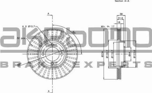 Akebono BN-1348 - Brake Disc autospares.lv