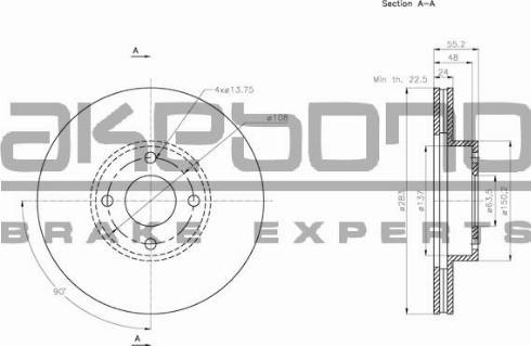 Akebono BN-1343E - Brake Disc autospares.lv