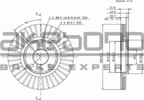 Akebono BN-1347E - Brake Disc autospares.lv