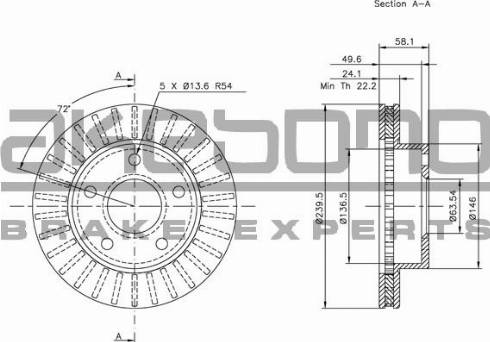 Akebono BN-1365E - Brake Disc autospares.lv