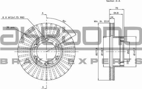 Akebono BN-1360E - Brake Disc autospares.lv