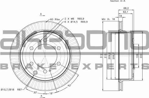 Akebono BN-1304E - Brake Disc autospares.lv