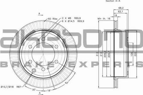 Akebono BN-1304 - Brake Disc autospares.lv