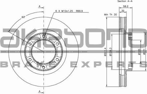 Akebono BN-1301 - Brake Disc autospares.lv