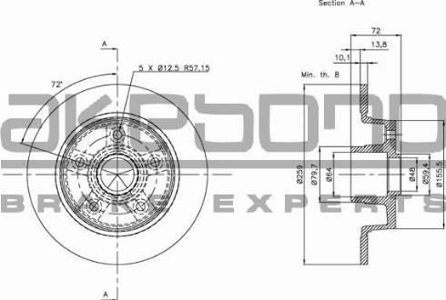 Akebono BN-1303E - Brake Disc autospares.lv