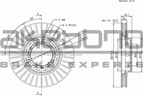 Akebono BN-1319 - Brake Disc autospares.lv