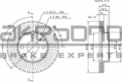 Akebono BN-1330 - Brake Disc autospares.lv