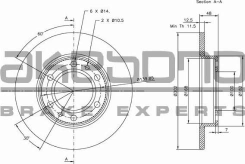 Akebono BN-1331 - Brake Disc autospares.lv