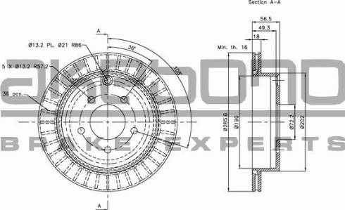 Akebono BN-1332 - Brake Disc autospares.lv