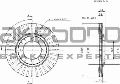 Akebono BN-1320E - Brake Disc autospares.lv