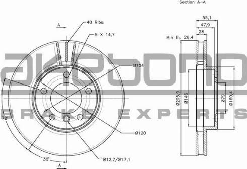 Akebono BN-1295 - Brake Disc autospares.lv