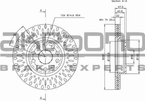 Akebono BN-1244E - Brake Disc autospares.lv