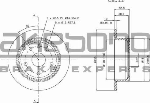 Akebono BN-1265E - Brake Disc autospares.lv