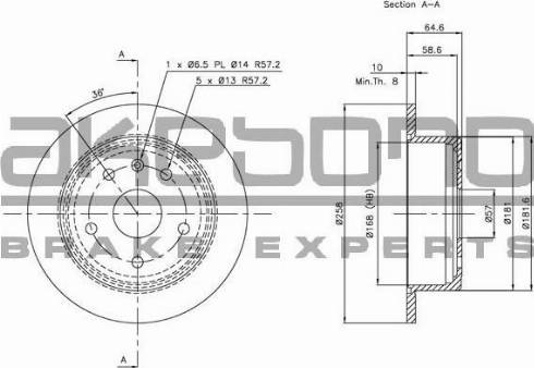 Akebono BN-1265 - Brake Disc autospares.lv