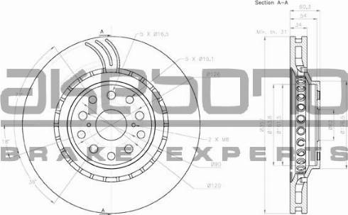 Akebono BN-1284E - Brake Disc autospares.lv